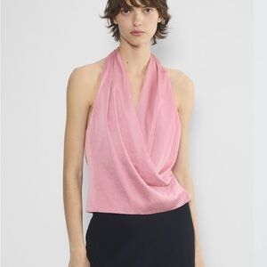 Aritzia Wilfred Martini Satin Halter Blouse Medium